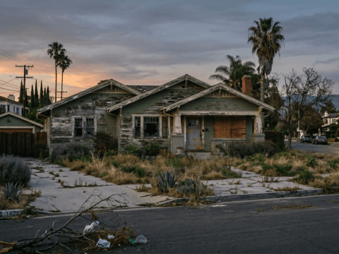 A Kern County fixer-upper at sunset — exactly the kind of home we buy as-is for cash
